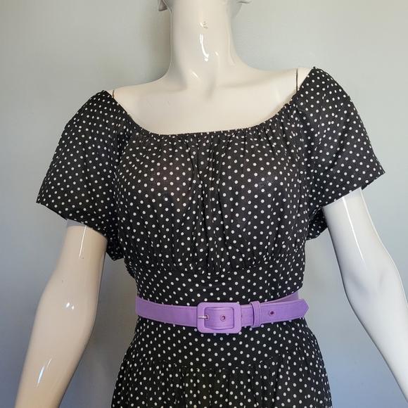 Unique Vintage Polka Dot Swing Dress, VGUC, Size 2X - Picture 3 of 10